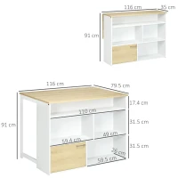 HOMCOM Tavolo da Bar Moderno in MDF per 2 Persone con 4 Ripiani Aperti e Armadietto, 116x79.5x91 cm(m-3)
