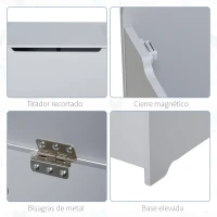 HOMCOM Caja de Almacenaje de Madera para Juguetes Baúl Organizador para Niños +3 Años con Tapa para Libros Ropa en Habitación Dormitorio 60x40x48 cm Gris(m-7)