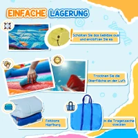 Outsunny Hüpfburg mit Rutsche, Wasserdüse, Wasserbecken, Tunnel, 435 x 435 x 200cm(m-5)