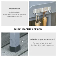 Outsunny Pflanztisch Gärtnertisch Blumentisch mit Metall Arbeitsfläche Garten Holz Grau 76 x 37 x 89 cm(m-5)