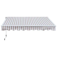 Outsunny Markise mit Handkurbel, Gelenkarmmarkise, Sonnenschutz, Wandmontage, Balkon, Alu Berge 3 x 2,5 m(m-15)