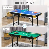 SPORTNOW 2 en 1 Mesa Multijuegos para Niños de 6+ Años Mesa de Juego Plegable con Altura Ajustable 140x63x60-80 cm Multicolor(m-4)