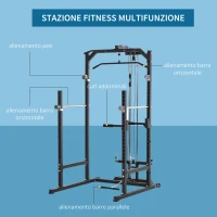 HOMCOM Stazione Fitness Multifunzione Power Tower per Palestra in Casa e Ufficio 155x118x220cm Nero(m-5)