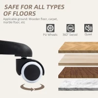 Vinsetto Microfiber Office Chair, Desk Chair, Makeup Vanity Chair with Massage Lumbar Pillow and Rolling Wheels for Bedroom and Home, Grey(m-6)