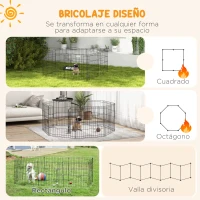 PawHut Parque de Juegos para Perros 8 Paneles 61x61 cm Jaula Metálica para Mascotas con Puerta y Doble Cerradura Negro(m-4)