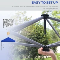 Outsunny 3 x 3m Pop-Up Gazebo, with Accessories - Blue(m-4)