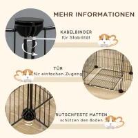 PawHut Kleintierauslauf, Kleintiergehege, modularer Käfig, 175 cm x 70 cm x 45 cm, Schwarz(m-6)