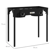 Outsunny Fornello a Gas da Campeggio con 2 Bruciatori 150,000 BTU in Metallo con Gambe Rimovibili, Nero(m-3)