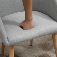 HOMCOM Silla de Comedor Tapizada en Lino Sintético Transpirable con Asiento Acolchado y Patas de Madera Silla de Ocio Moderna para Salón Dormitorio 55x58x74 cm Gris(m-7)