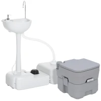 Outsunny Portable Toilet and Camping Sink Set with Fresh and Waste Tank, Wastewater Recycled Set for Outdoor Events(m-10)