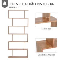 HOMCOM Bücherregal Wandregal Raumteiler mit 6 Fächern Standregal Aktenregal Ahorn L80 x B23 x H192 cm(m-4)