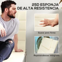 Outsunny Pack 2 Cojines para Tumbonas Plegables 203x66x3 cm con Reposacabezas y Correas de Sujeción Crema(m-5)