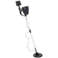 Outsunny Metal Detector Cercametalli 2 Modalità Bobina Impermeabile con Attacco Cuffia 13×24×77.5-105cm Nero(m-1)