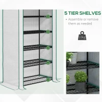 Outsunny 5 Tier Widened Mini Greenhouse with Reinforced PE Cover, Portable Indoor Outdoor Green House with Roll-up Door and Wire Shelves, 193H x 90W x 49Dcm, White(m-5)