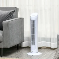HOMCOM Tower Fan for Bedroom Cooling, 30 Inch Electric 70° Oscillating Fan with 3 Speed Settings, Standing Floor Fan for Home Office Indoor, White(m-2)