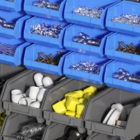 DURHAND Schüttenregal, Werkstattmagazin, 30 Boxen in 2 Größen, stapelbar, 63x18x37,5cm, Blau(m-8)