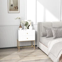 HOMCOM Elegant Two-Drawer Bedside Table - White(m-10)