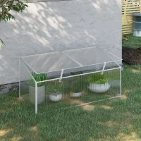 Outsunny Garden Polycarbonate Cold Frame Greenhouse Grow House Flower Vegetable Plants Bed Aluminium Frame  99L x 60W x 44H cm(m-2)