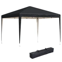 Outsunny 3 x 3M Garden Pop Up Gazebo Height Adjustable Marquee Party Tent Wedding Canopy with Carrying Bag, Black(m-1)