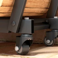 Outsunny Soporte para Leña de Metal Leñero de Exterior con Ruedas y Ganchos para Herramientas 79x30x81 cm Negro(m-9)