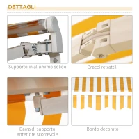 Outsunny Tenda da Sole Avvolgibile a Caduta con Manovella, in Alluminio e Poliestere, Arancione e Bianco(m-8)