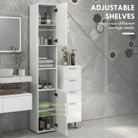 kleankin Multi-Storage Slim Bathroom Cabinet - High Gloss White(m-5)