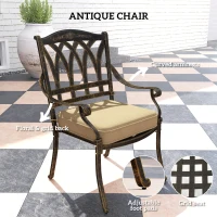 Outsunny Nine-Piece Cast Aluminium Garden Dining Set - Bronze Tone(m-7)