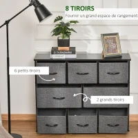 HOMCOM Commode Chiffonnier Meuble de Rangement 8 tiroirs Pliables en Tissu 100 x 30 x 78,5 cm Gris foncé(m-5)
