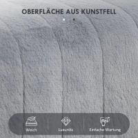 HOMCOM Sitzbank, gesteppter Sitz, Kunstfellbezug, Metallbeine, bis 120 kg, 82x30x47 cm, Grau/Schwarz(m-4)