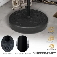 Outsunny Garden Parasol Base Holder, Outdoor Market Umbrella Stand Weight with Built-In Handle, 25kg Water or 35kg Sand Filled, Black(m-7)