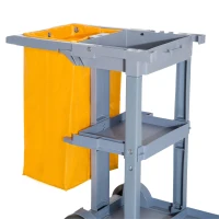 HOMCOM Chariot-poubelle chariot de nettoyage professionnel 3 plateaux sac grande résistance fourni jaune gris(m-8)