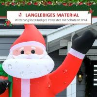 HOMCOM Weihnachtsmann, 2,40 m groß, mit LED-Beleuchtung, selbstaufblasende Gartendeko(m-5)