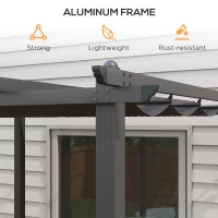 Outsunny 3 x 3m Aluminium Pergola, with Retractable Roof - Dark Grey(m-7)