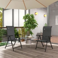 Outsunny Set of Two Folding Garden Chairs, with Seven-Position Adjustable Backs - Grey(m-2)