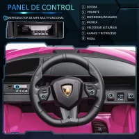 HOMCOM Coche Eléctrico para Niños de +3 Años Lamborghini SIAN Coche de Batería 12V con Mando a Distancia Apertura de Puerta Música MP3 USB y Faros 3-5 km/h 108x62x40 cm Rosa(m-5)