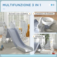 AIYAPLAY Gioco per Bambini 18-48 Mesi, Set 3 in 1 in Plastica con Altalena, Scivolo e Canestro, 150x185x92 cm,(m-4)