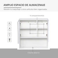 kleankin Armario de Baño con Espejo Mueble Auxiliar Montado en Pared con Estane Abierto y 2 Puertas con Balda Interior Ajustable 54x15x55 cm Blanco(m-4)