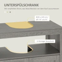 kleankin Badezimmerschrank 2 Regale 1 Schrank 60 cm x 30 cm x 60 cm Holzwerkstoff Grau(m-4)