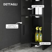 kleankin Colonna Bagno con Mensole e Armadietti, Mobile Alto Salvaspazio in Legno 15x17x120cm, Nero(m-5)
