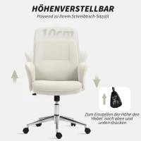 Vinsetto Bürostuhl, höhenverstellbar, atmungsaktiver Bezug, Wippfunktion, bis 120 kg, Cremeweiß(m-4)