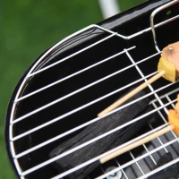 Outsunny Charcoal Trolley BBQ Barbecue Grill Patio Camping Picnic Garden Party Outdoor Cooking with Lid, Wheels and Storage Shelf, Black and Red(m-9)