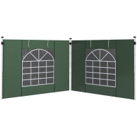 Outsunny Seitenwände für 3 x 3/ 3 x 6 m Pavillon, Seitenplanen mit Fenster, Tür, Ersatzwände für Partyzelt, Oxfordstoff, Grün