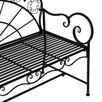 Outsunny 2-Sitzer Gartenbank robust, Parkbank rostfrei Sitzbank Bank Gartenmöbel für Terrasse, Garten und den generellen Außenbereich 107cm x 55,5cm x 90,5cm, Schwarz(m-9)