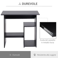 HOMCOM Scrivania PC Moderna in Legno con Ripiano per CPU e Spazio per Tastiera Estraibile, 80x45x75 cm, Nero(m-6)