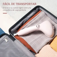 HOMCOM Plancha Vapor Portátil de Viaje 1500W con Accesorios de Cepillo Sistema de Seguridad Autoapagado y Antigoteo Rosa(m-8)