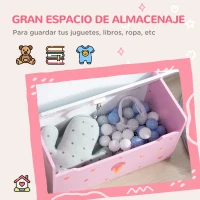 ZONEKIZ 2 en 1 Banco Infantil con Baúl de Almacenamiento para Niños de +18 Meses Carga 50 kg 60x30x50 cm Rosa(m-6)