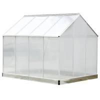 Outsunny Serre de Jardin Aluminium Polycarbonate 9,74 m³ 2,5L x 1,9l x 2,05H m avec Fondation fenêtres Porte coulissante(m-9)