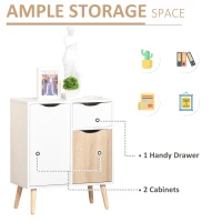 HOMCOM Sideboard Floor Cabinet Storage Cupboard with Drawer and Solid Wood Legs for Bedroom, Living Room, Entryway, Brown(m-5)