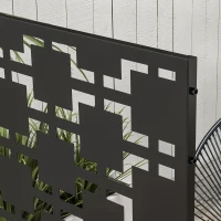 Outsunny Metal Decorative Privacy Screen Outdoor Divider, Black Grid(m-8)