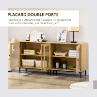 HOMCOM Buffet cuisine lot de 2 avec double portes vitrées et étagère ensemble ou séparément pieds métal 160 x 40 x 76 cm(m-4)